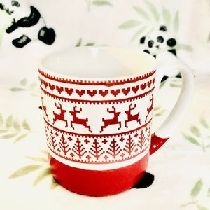 🎄Red Reindeer Embroidery Pattern Christmas Mug🎄